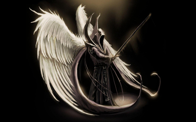 White angel sword wings black free wallpaper - medium preview image