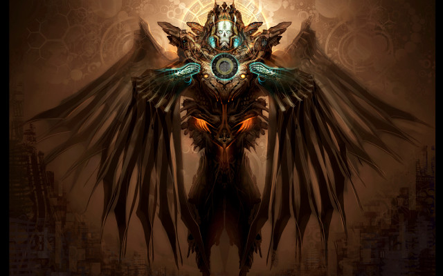 Winged creature clock forehead wings free wallpaper - medium preview image