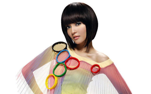 Woman colorful shirt scissors scarf free wallpaper - medium preview image