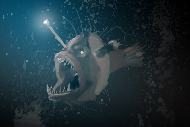 Fish mouth open light bubbles free wallpaper - medium preview image