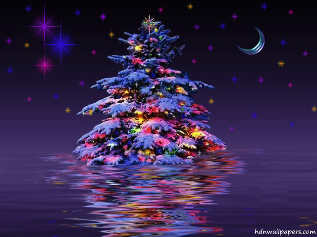 Christmas tree night sky stars free wallpaper - medium preview image