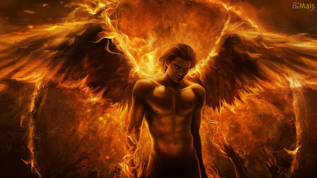 Man large angel wings flames #2 free wallpaper - medium preview image