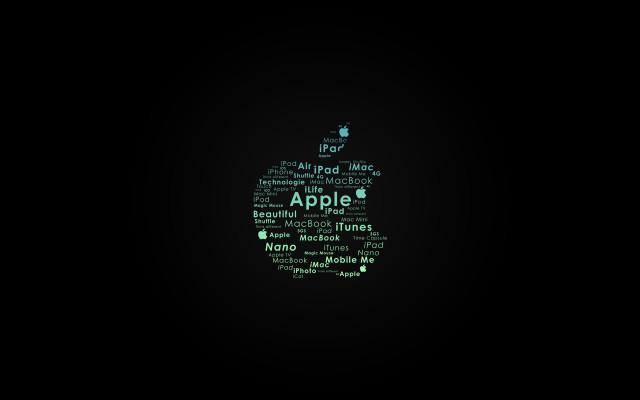 Green apple words black background free wallpaper - medium preview image