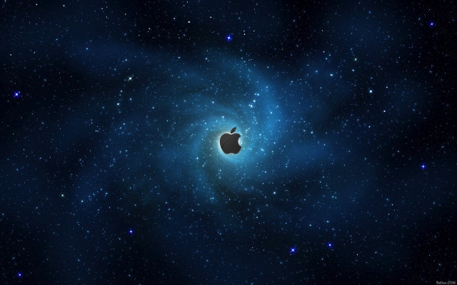 Apple logo galaxy stars blue free wallpaper - medium preview image