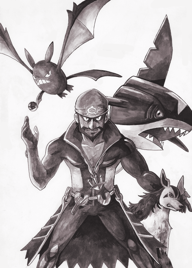 Man sword shark dog drawing free wallpaper - medium preview image