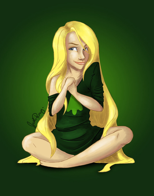 Cartoon girl sitting ground hands free wallpaper - medium preview image