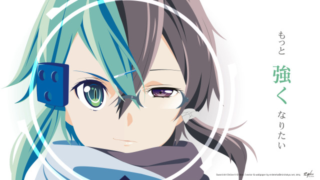 Anime bluehair greeneyes scarf official free wallpaper - medium preview image