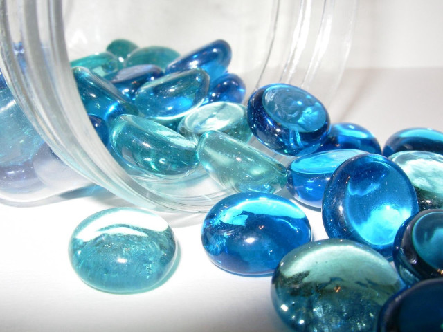 Jar filled blue green marbles free wallpaper - medium preview image
