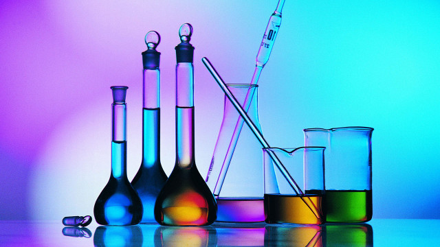 Laboratory equipment table blue background free wallpaper - medium preview image