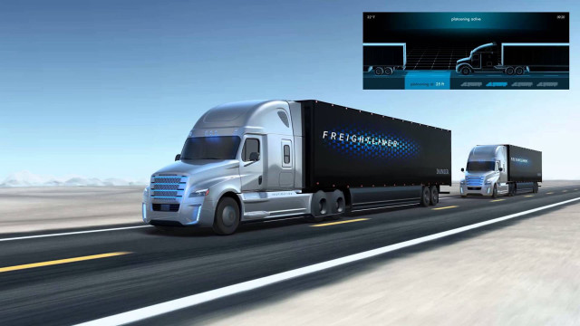 Truck driving highway sky background free wallpaper - medium preview image