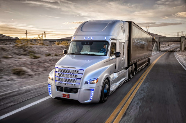 Truck driving road bridge sunset free wallpaper - medium preview image
