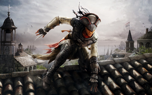 Man suit helmet roof sword free wallpaper - medium preview image