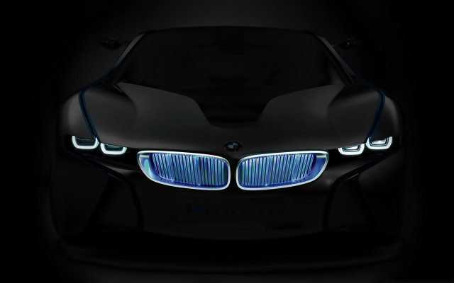 Black car blue light hood free wallpaper - medium preview image