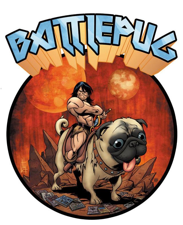 Cartoon woman riding pug sword #3 free wallpaper - medium preview image
