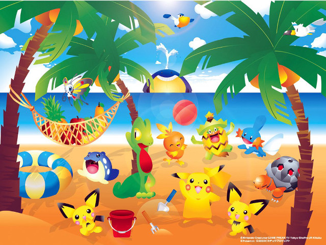 Pokemon beach palm trees hammock free wallpaper - medium preview image