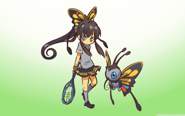 Cartoon girl butterfly head bug free wallpaper - medium preview image