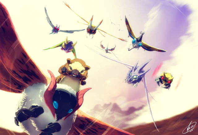 Birds flying cartoon character sky free wallpaper - medium preview image