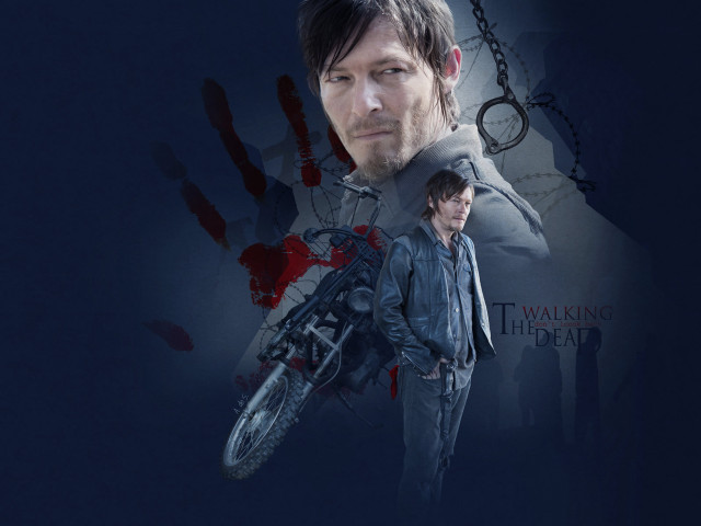Man bike bloody handprint wall free wallpaper - medium preview image