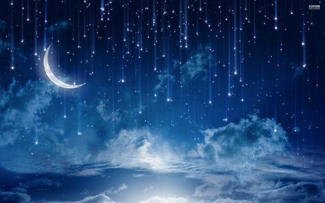Night sky stars crescent moon #3 free wallpaper - medium preview image