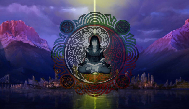 Woman lotus position mountain range free wallpaper for desktop - medium preview image