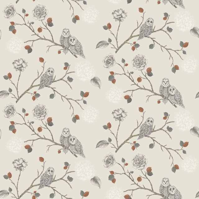 Owl branches berries leaves redberry free wallpaper - medium preview image