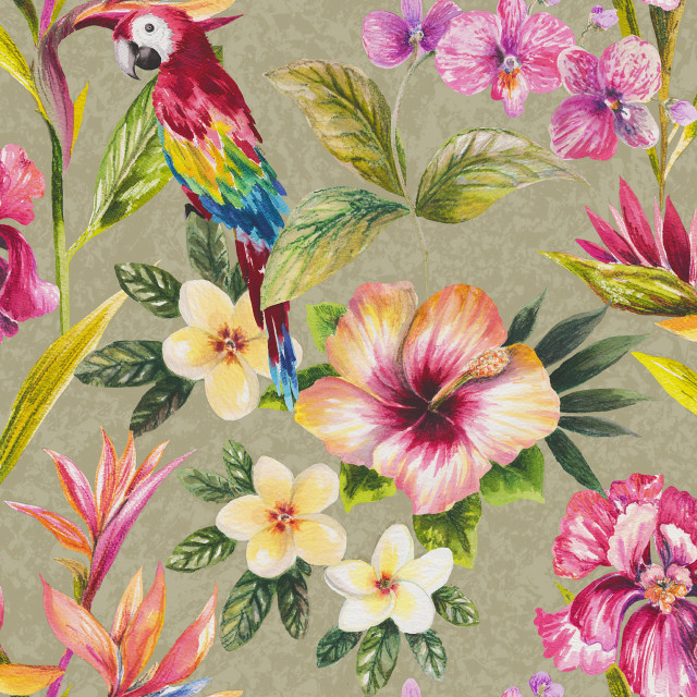 Bird flowers green background leaves free wallpaper - medium preview image