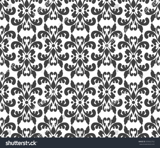 Black white damask pattern large #7 free wallpaper - medium preview image