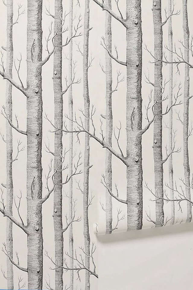 Tree pattern wallpaper white wall free wallpaper - medium preview image