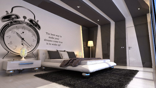 Bedroom large bed large clock free wallpaper - medium preview image
