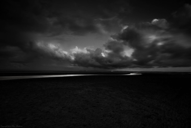 Cloudy sky black white water free wallpaper - medium preview image