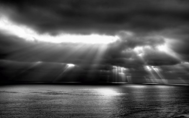 Sunlight clouds ocean boat black free wallpaper - medium preview image