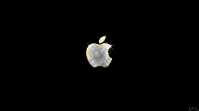 Black background apple logo white free wallpaper - medium preview image