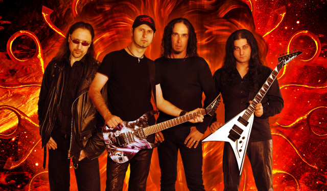Men guitars red background swirls free wallpaper - medium preview image