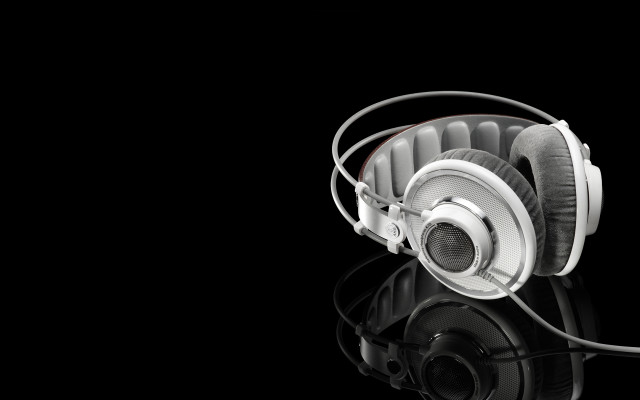 Headphones cord black background reflection free wallpaper - medium preview image