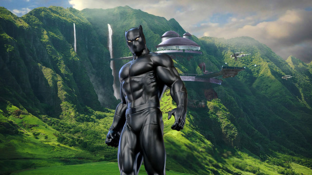 Man black suit mountain futuristic free wallpaper - medium preview image