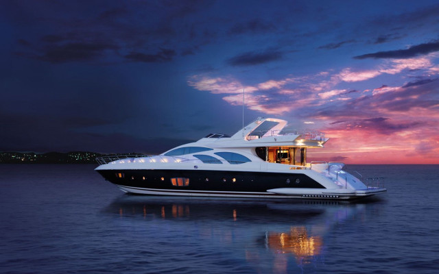 Boat floating nighttime colorful sky free wallpaper - medium preview image