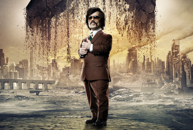 Man suit sunglasses cityscape giant free wallpaper - medium preview image