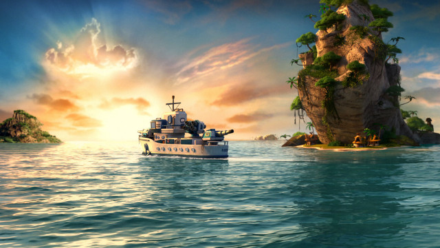 Boat sailing ocean small island free wallpaper - medium preview image