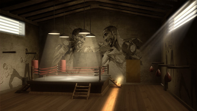 Boxing ring mural ladder room free wallpaper - medium preview image