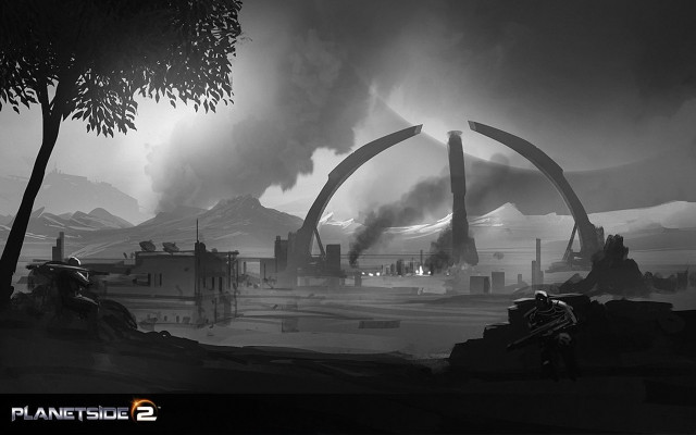 Black white city smoke pipes free wallpaper - medium preview image