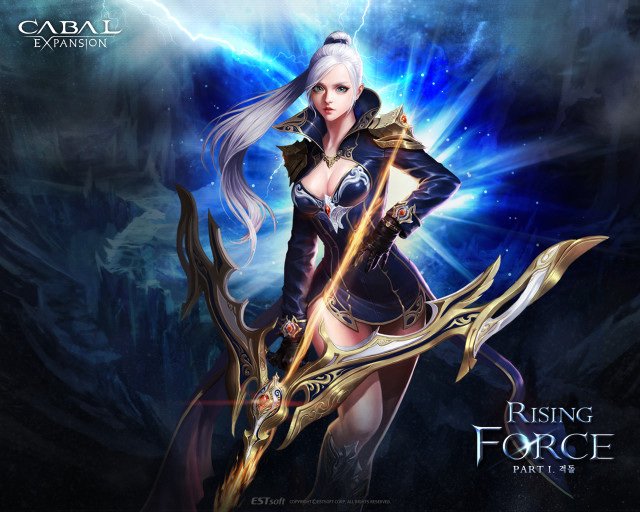 Woman black outfit sword blue free wallpaper - medium preview image