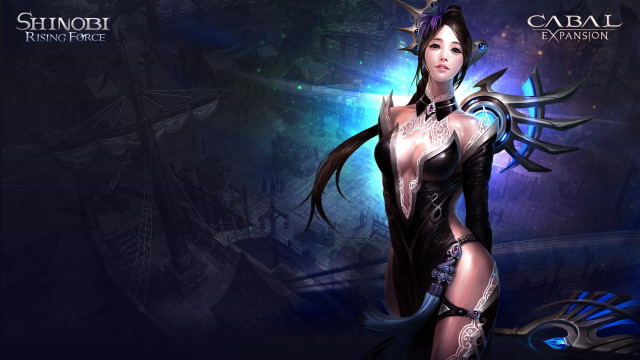 Woman black dress sword ship free wallpaper - medium preview image