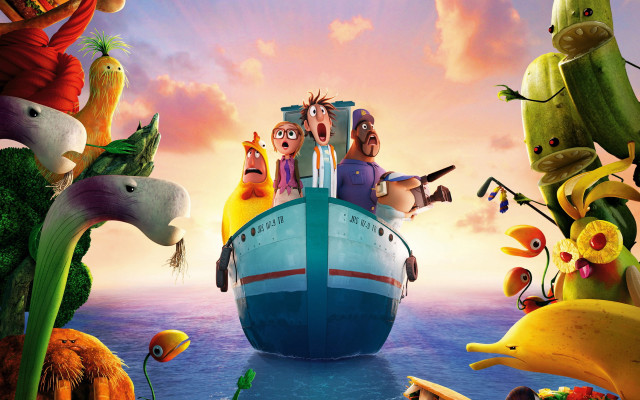 Cartoon boat people animals scene free wallpaper - medium preview image