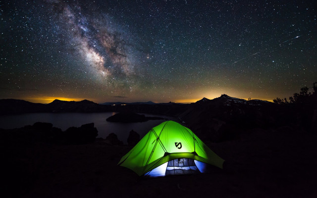 Tent milky way starry sky free wallpaper - medium preview image