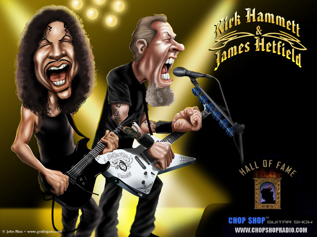 Caricature two men guitars singing free wallpaper - medium preview image