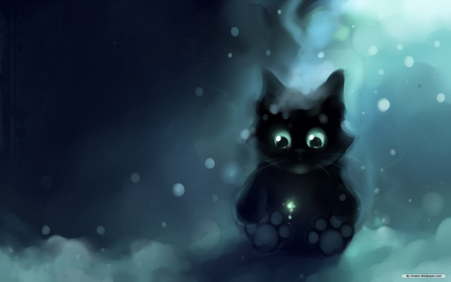 Black cat glowing eyes snow #4 free wallpaper - medium preview image