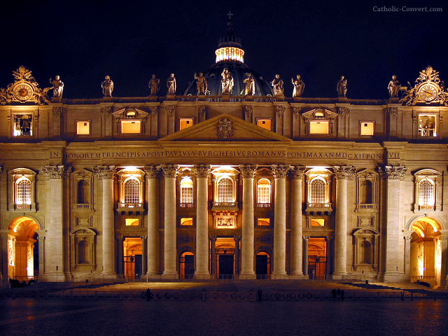 Large building columns statues nighttime #6 free wallpaper - medium preview image