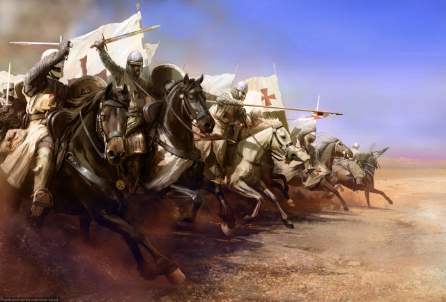 Antipodeans medieval horsemen flags swords free wallpaper - medium preview image