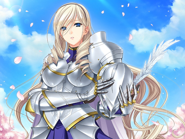 Woman silver armor feather sky free wallpaper - medium preview image