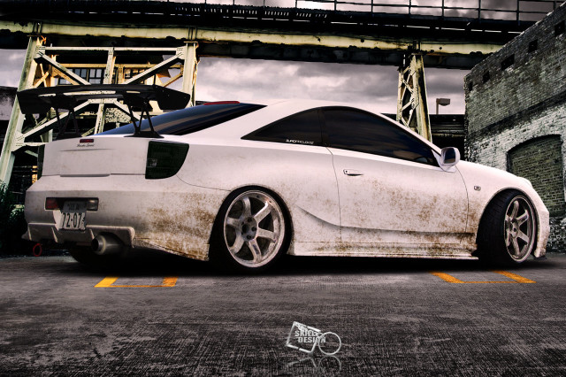 White car parking lot bridge free wallpaper - medium preview image